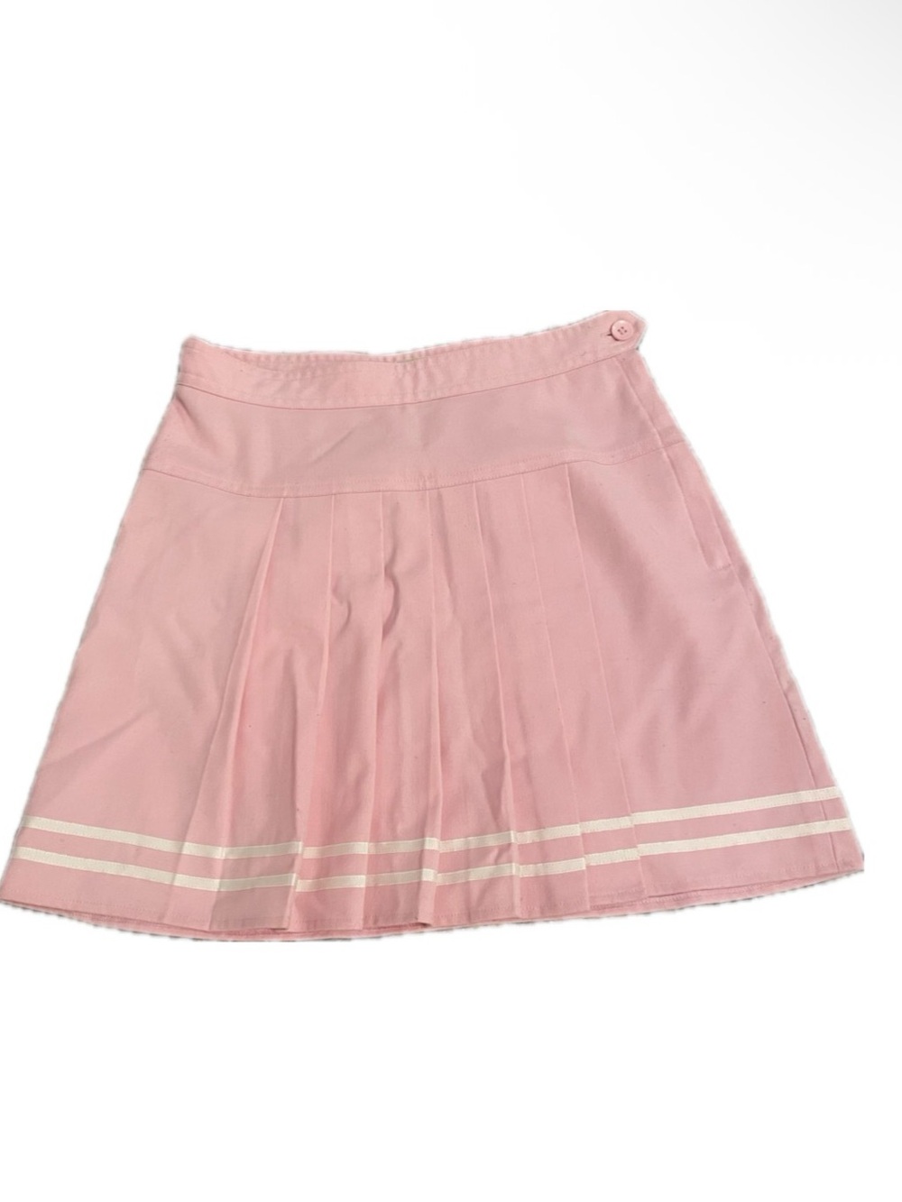 Urban Outfitters Light Pink Pleated Mini Skirt with Cream Stripe Hem